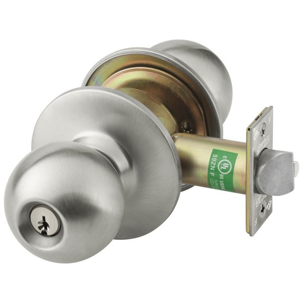Corbin Russwin Grade 1 Institutional/Utility Cylindrical Lock, Global Knob, Conventional Cylinder, Satin Stainless CK4332 GRD 630